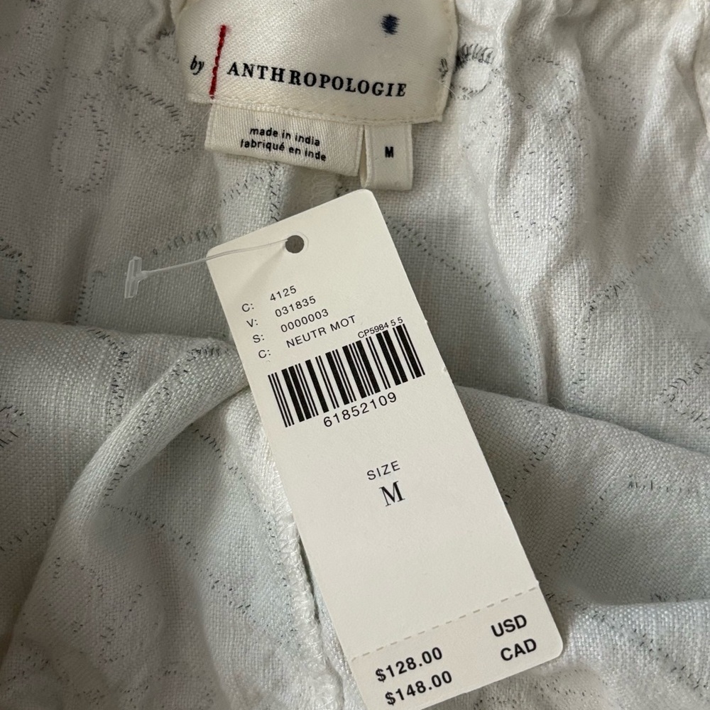 NWT Anthropologie Green and Cream Patterned High Waist Shorts - Picture 3 of 8